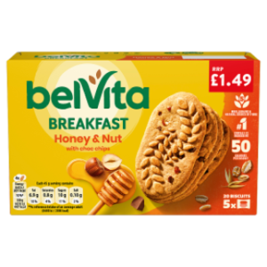 Belvita 20 Breakfast Honey & Nut with Choc Chips Biscuits 225g