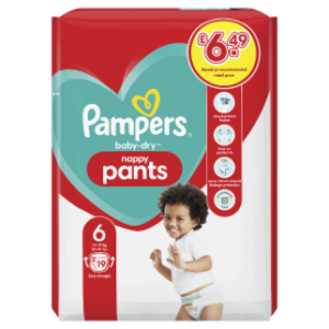 Pampers Baby-Dry Nappy Pants Size 6, Nappies, 14kg - 19kg