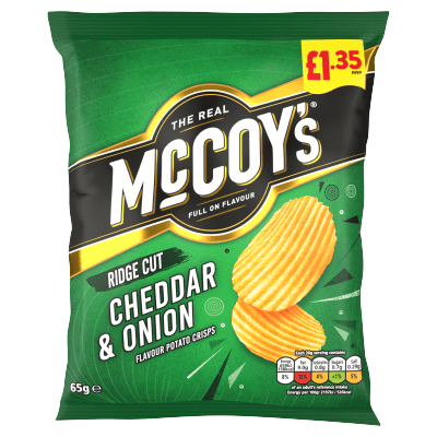McCoys Ridge Cut Cheddar & Onion Flavour Potato Crisps 65g