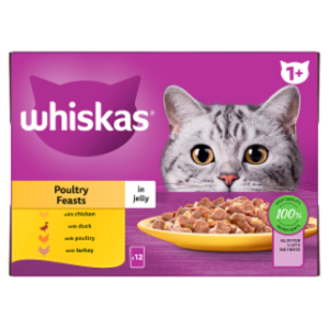 Whiskas 1+ Poultry Feasts in Jelly 12 x 85g (1.02kg)